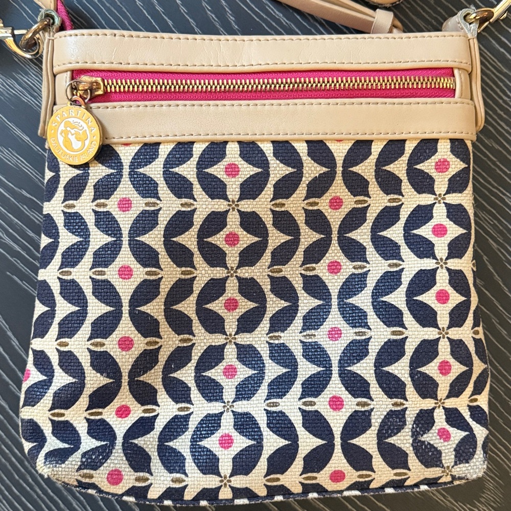 Spartina 449 Maritime Crossbody Purse Matching Wristlet Wallet Pink Navy - Picture 2 of 16